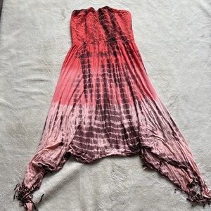Suzy Sheer Beach Pink Flow Tassel Dress Medium